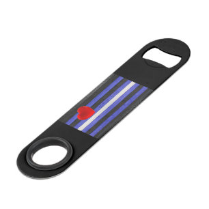 SlipperyJoe's leren trotsvlag zwart koningsblauw Speed Flessenopener