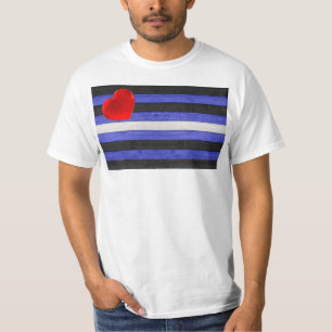 SlipperyJoe's leren trotsvlag zwart koningsblauw T-shirt