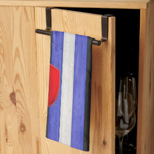 SlipperyJoe's leren trotsvlag zwart koningsblauw Theedoek