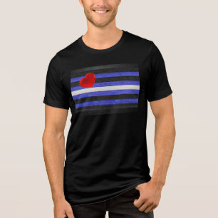 SlipperyJoe's leren trotsvlag zwart koningsblauw Tri-Blend Shirt