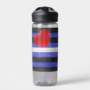 SlipperyJoe's leren trotsvlag zwart koningsblauw Waterfles