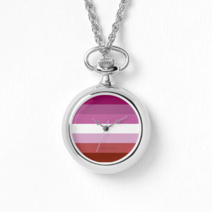 SlipperyJoe's Lesbian Pride vlag feminine Lipstick Horloge