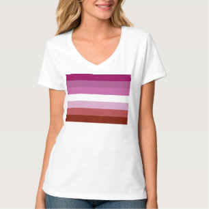 SlipperyJoe's Lesbian Pride vlag feminine Lipstick T-shirt
