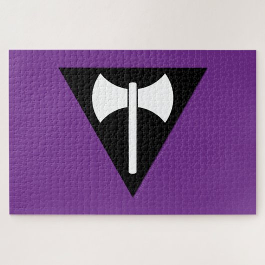 SlipperyJoe's Lesbian Pride vlag Labrys ax triangl Legpuzzel (Horizontaal)