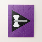 SlipperyJoe's Lesbische Pride vlag Labrys bijl dri Legpuzzel (Verticaal)