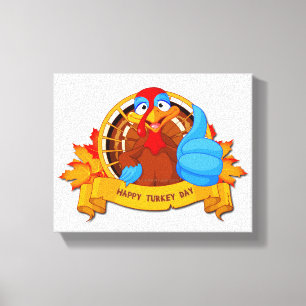 SlipperyJoe's leuke cartoon Thanksgiving-ontwerp Canvas Afdruk