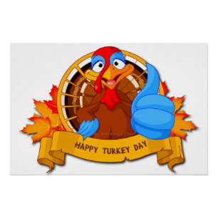 SlipperyJoe's leuke cartoon Thanksgiving-ontwerp Perfect Poster