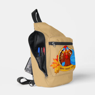 SlipperyJoe's leuke cartoon Thanksgiving-ontwerp Sling Bag