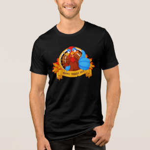 SlipperyJoe's leuke cartoon Thanksgiving-ontwerp Tri-Blend Shirt