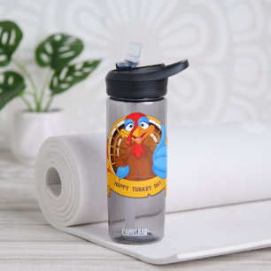 SlipperyJoe's leuke cartoon Thanksgiving-ontwerp Waterfles