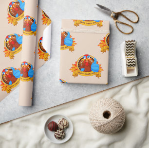 SlipperyJoe's leuke cartoonstijl Thanksgiving-ontw Cadeaupapier