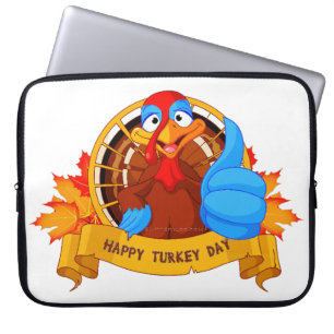 SlipperyJoe's leuke cartoonstijl Thanksgiving-ontw Laptop Sleeve