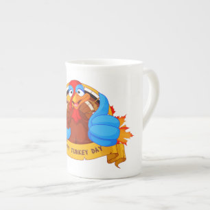 SlipperyJoe's leuke cartoonstijl Thanksgiving-ontw Porselein Kop