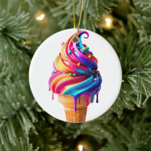 SlipperyJoe's levendige ijsje voedselklassieker Keramisch Ornament