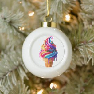 SlipperyJoe's levendige ijsje voedselklassieker Keramische Bal Ornament