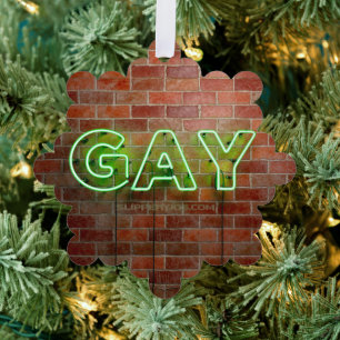 SlipperyJoe's levendige neonhomobord groene bakste Ornament Kaart