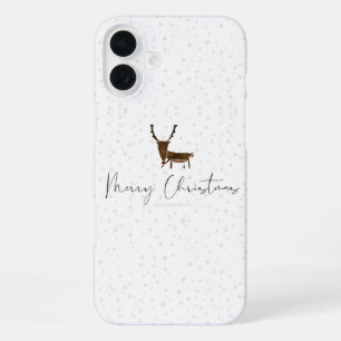 SlipperyJoe's lijnkunst silhouet rendier minimaal iPhone 16 Plus Hoesje