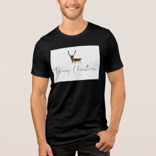 SlipperyJoe's lijnkunst silhouet rendier minimaal Tri-Blend Shirt