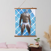 SlipperyJoe's Man ondergoed 6-pak borstkas mannetj Hangend Wandkleed (Slaapkamer)