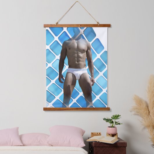 SlipperyJoe's Man ondergoed 6-pak borstkas mannetj Hangend Wandkleed (Slaapkamer)