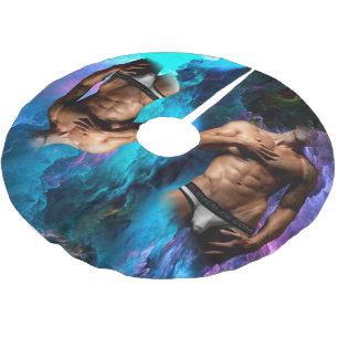 SlipperyJoe's Man ondergoed piek paars blauw Kerstboom Rok