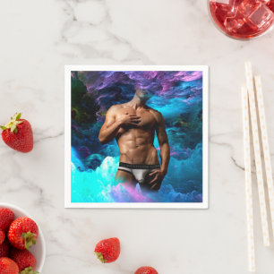 SlipperyJoe's Man ondergoed piek paars blauw Servet