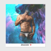 SlipperyJoe's Man ondergoed piek paars blauw Sticker (Vel)