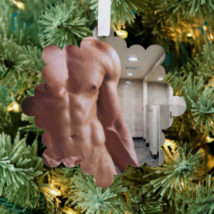 SlipperyJoe's Man sixpack shirtless sexy six pack Ornament Kaart