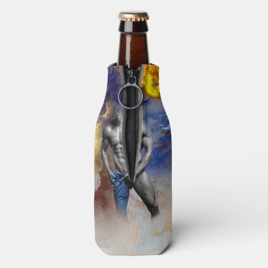 SlipperyJoe's Man steamy shirtloze borstrokken Flesjeskoeler (Fles Achterkant)