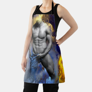 SlipperyJoe's Man stomende shirtloze abs zes-pack  Schort