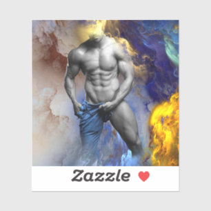 SlipperyJoe's Man stomende shirtloze abs zes-pack  Sticker