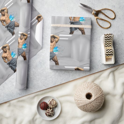 SlipperyJoe's Mannen handdoek gebroken witte bakst Cadeaupapier (Crafts)