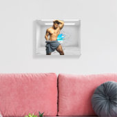 SlipperyJoe's Mannen handdoek gebroken witte bakst Canvas Afdruk (Insitu (Woonkamer))