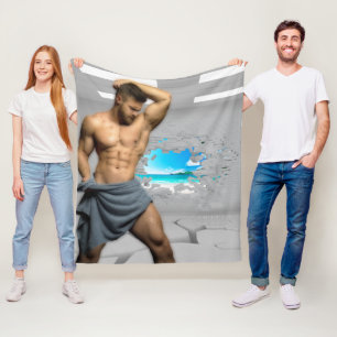 SlipperyJoe's Mannen handdoek gebroken witte bakst Fleece Deken