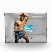 SlipperyJoe's Mannen handdoek gebroken witte bakst Fotoblokken (Voorkant)