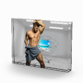 SlipperyJoe's Mannen handdoek gebroken witte bakst Fotoblokken (Rechts)