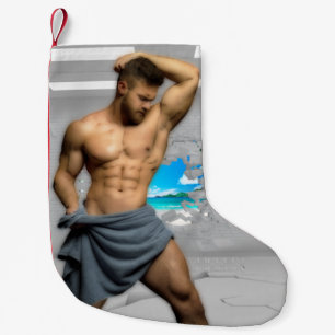 SlipperyJoe's Mannen handdoek gebroken witte bakst Kleine Kerstsok