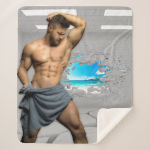 SlipperyJoe's Mannen handdoek gebroken witte bakst Sherpa Deken