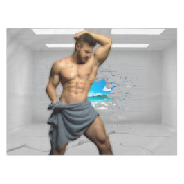 SlipperyJoe's Mannen handdoek gebroken witte bakst Tafelkleed