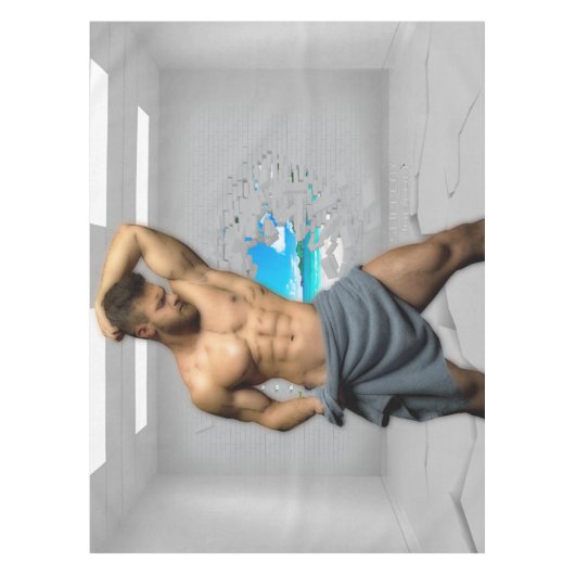 SlipperyJoe's Mannen handdoek gebroken witte bakst Tafelkleed (Voorkant)