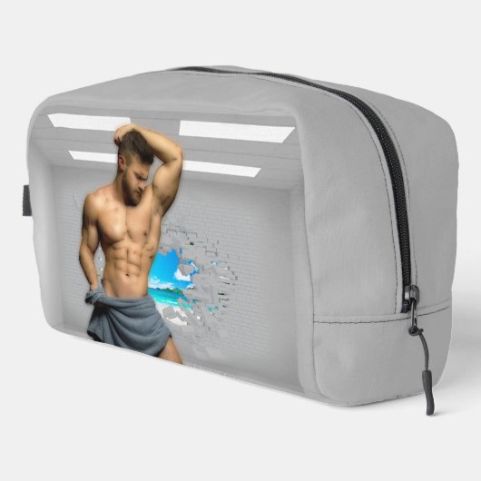 SlipperyJoe's Mannen handdoek gebroken witte bakst Toilettasje (Rechterhoek)