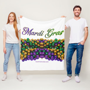 SlipperyJoe's Mardi Gras Bead Kettingen paarse gol Fleece Deken