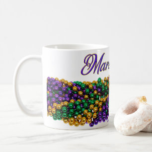 SlipperyJoe's Mardi Gras Bead Kettingen paarse gol Koffiemok