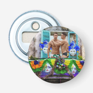 SlipperyJoe's Mardi Gras Mannen paarse gouden groe Button Flesopener