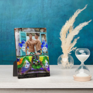 SlipperyJoe's Mardi Gras Mannen paarse gouden groe Fotoplaat