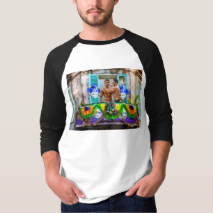 SlipperyJoe's Mardi Gras Mannen paarse gouden groe T-shirt