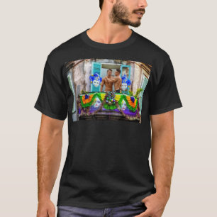 SlipperyJoe's Mardi Gras Mannen paarse gouden groe T-shirt