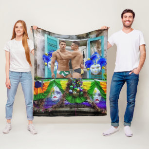 SlipperyJoe's Mardi Gras maskers kralen decoraties Fleece Deken