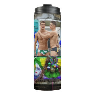 SlipperyJoe's Mardi Gras maskers kralen decoraties Thermosbeker