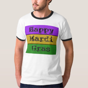 SlipperyJoe's Mardi Gras paarse gouden metalen T-shirt